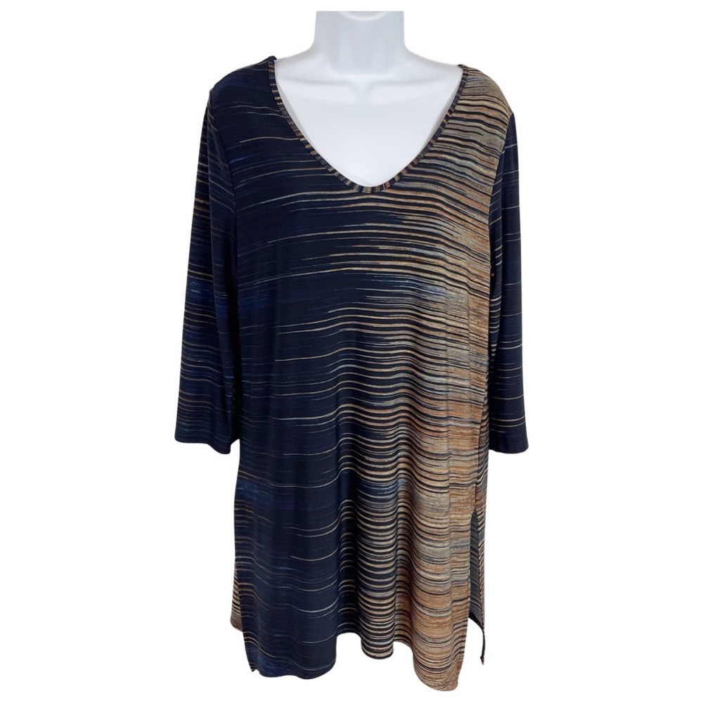 Clara SunWoo Ombre Striped Tunic Top L Travel Wrinkle Free